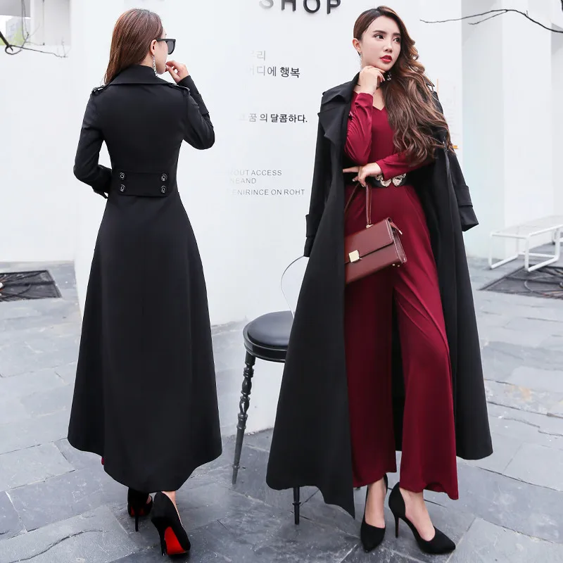 Женский Длинный тренчкот облегающее ТРАПЕЦИЕВИДНОЕ пальто весна осень