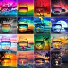 Алмазная картина 5D на стекле с изображением Морского Пейзажа, пейзажа, квадратных и круглых страз, вышивка крестиком, Алмазная мозаика