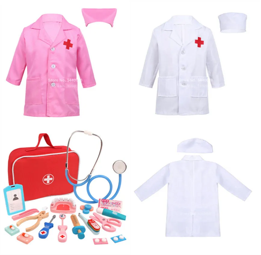 

Children Cosplay Costumes Early Education Halloween Party Birthday Gift Surgical Uniform for Baby Boy Girls with Simulate Toys