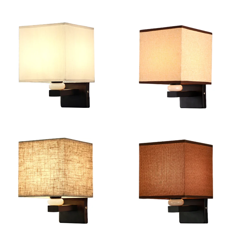 

Chinese style LED bedroom fabric wall lamp modern minimalist Nordic guest room hotel aisle corridor hotel hotel wall lamp