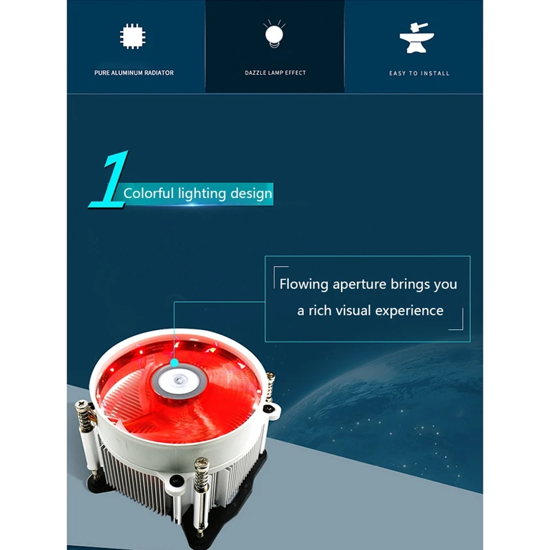 Бесшумный радиатор ЦП для I3/I5 9 см светящийся вентилятор 775 шасси компьютерный