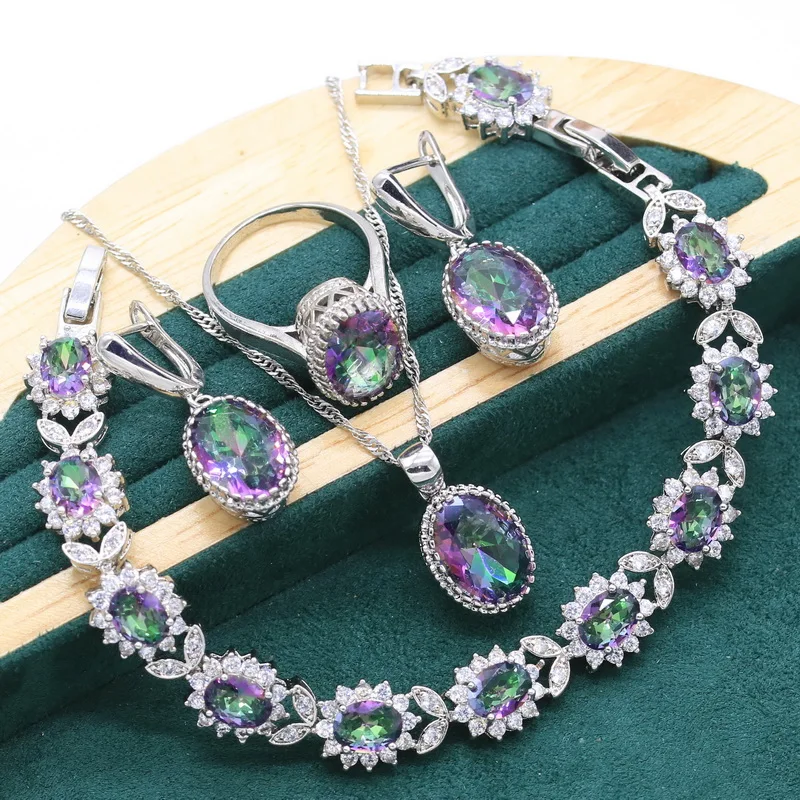 

Комплект из колье, серёг и кольца, из серебра 925 пробы