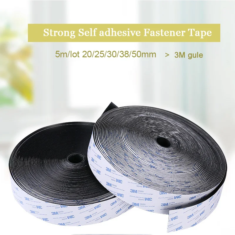 

5m/lot 20/25/30/38/50mm Strong Self adhesive Fastener Tape nylon Hooks and Loops sticker velcros adhesive 3M Glue Magic for DIY