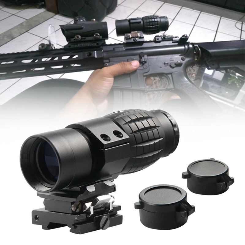 Прицеливания тактический 3X Лупа оптика с флип из стороны в сторону планка Вивера