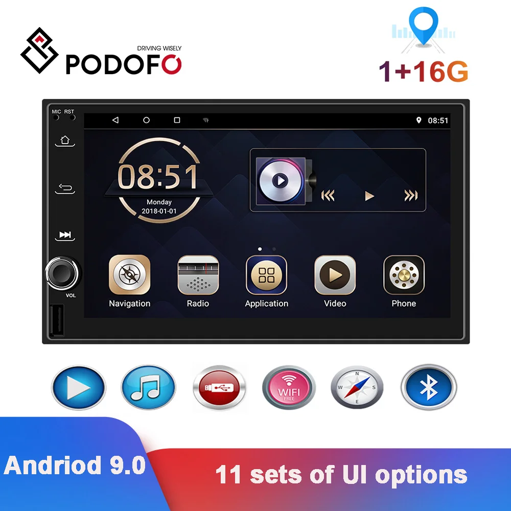 

Podofo 2 Din Andriod 9.0 Car Radio 2DIN Stereo AutoAudio Bluetooth WIFI GPS For Volkswagen Ford Nissan Hyundai Toyota