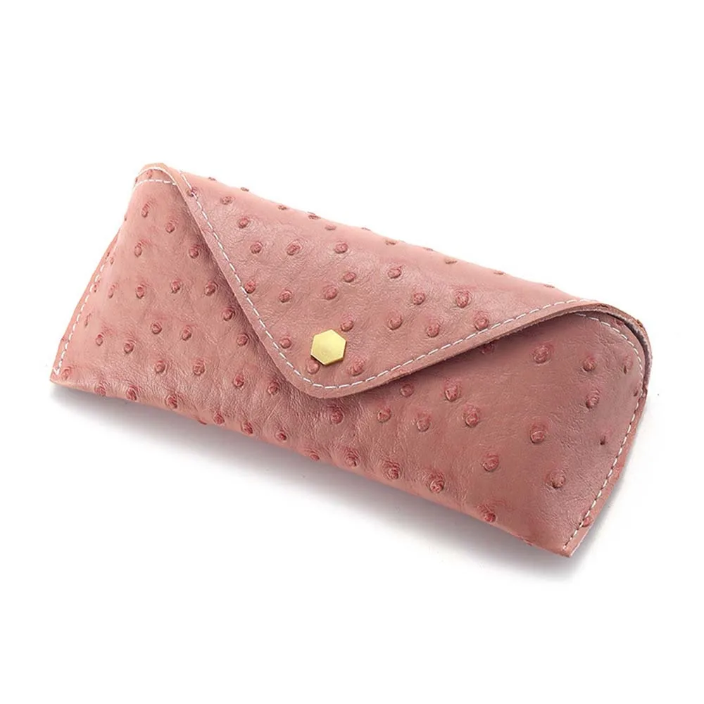 

Fashion Ostrich Pattern Leather Glasses Case Personalized Buckle Leather Trendy Sunglasses Case Eyewear Accessories
