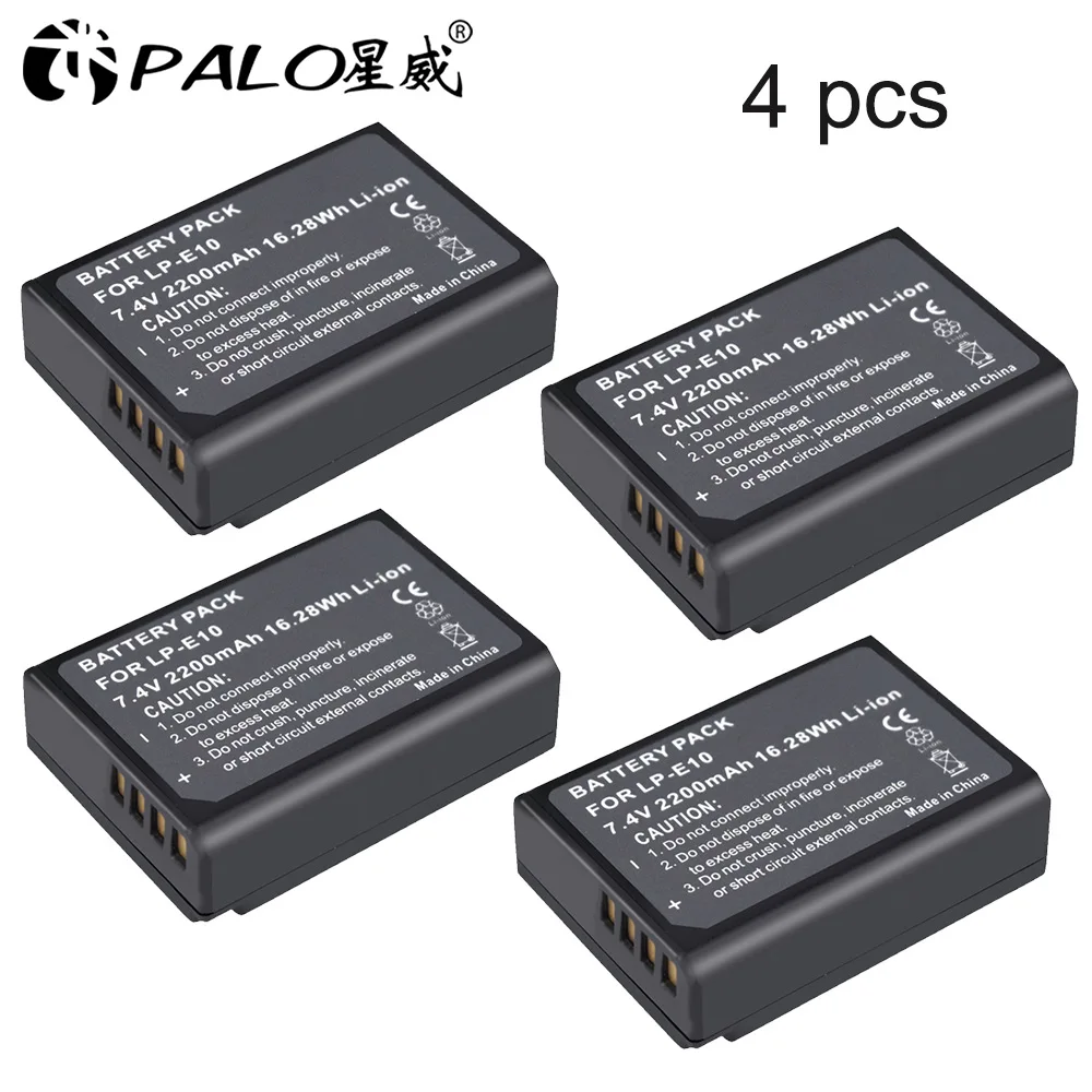 4PCS PALO origial 2 шт. LP-E10 LP E10 LPE10 Камера батареи для цифровой однообъективной зеркальной камеры Canon EOS 1100D 1200d 1300d Kiss X50 X70 X80 Rebel T3 T5 T5 - Цвет: 4PCS