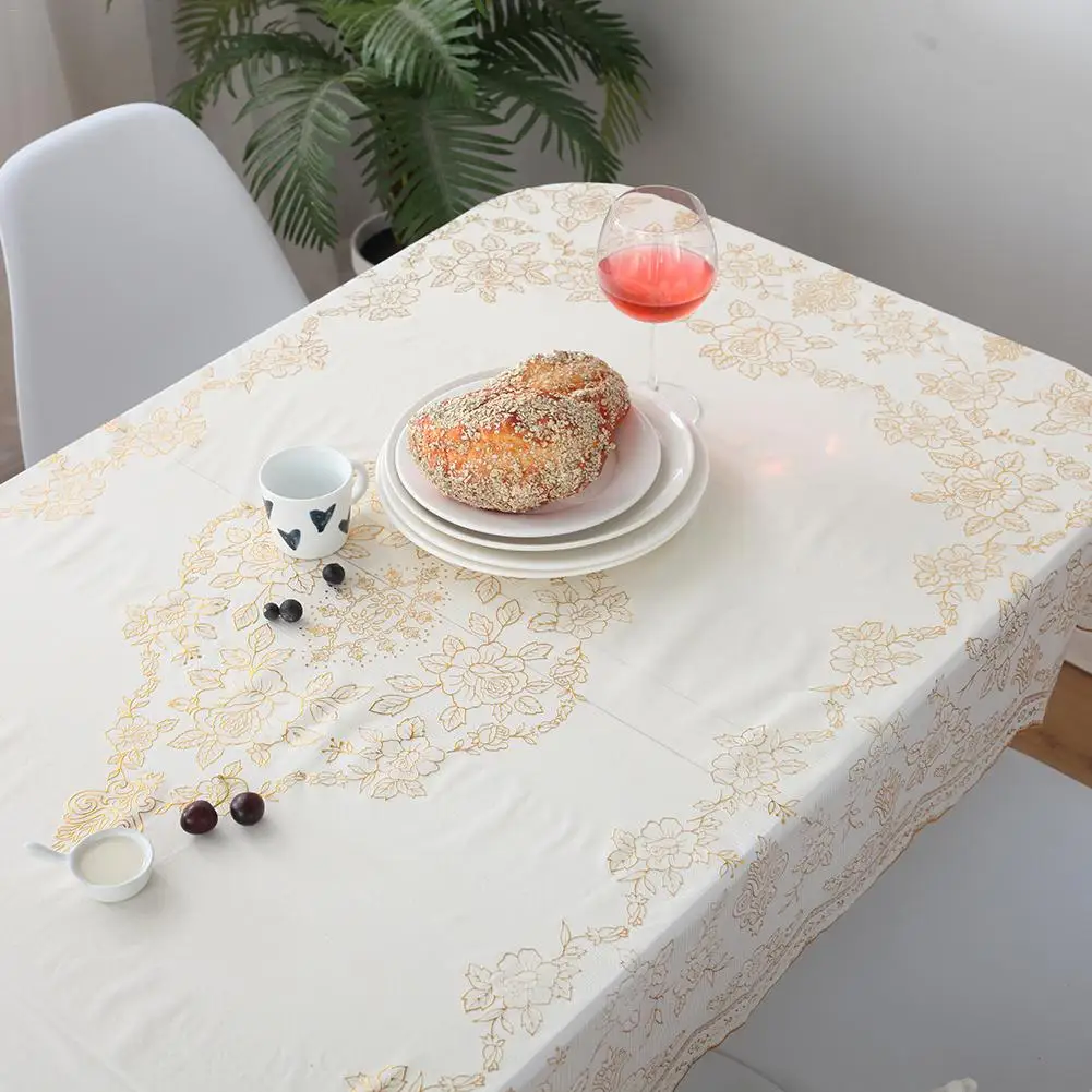 41 прямоугольная кружевная скатерть с тиснением золотые и белые скатерти