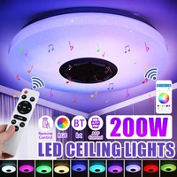 200w 220v modern rgb dimmable music ceiling lamps remote app control led ceiling lights home bluetooth speaker lighting fixture