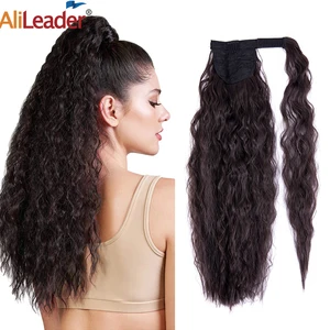 Высококачественный 22-дюймовый синтетический конский хвост, реалистичные волнистые Coily, хвост, кудрявый, Омбре, хвост, накладные волосы для наращивания, черный, светлый, коричневый