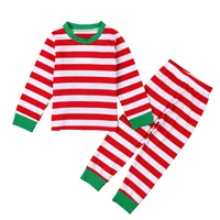 Two-Piece Christmas Clothing Sets Girls Striped Pajamas Casual Long Sleeve Top Trousers Boy Pullover Pants Cotton Sleepwear Suit