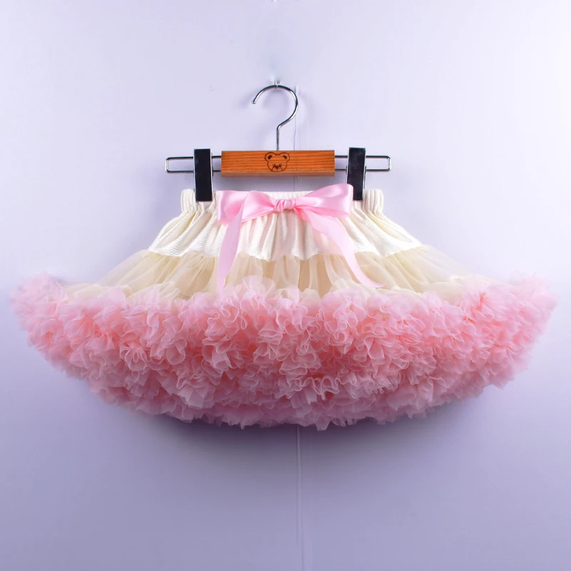 creamy and pink Модная юбка-пачка девочек яркая детская одежда Вечерние пышные детские юбки-американки принцесс танцевальный костюм балета для детей от 0 до 16 лет - Цвет: creamy and pink