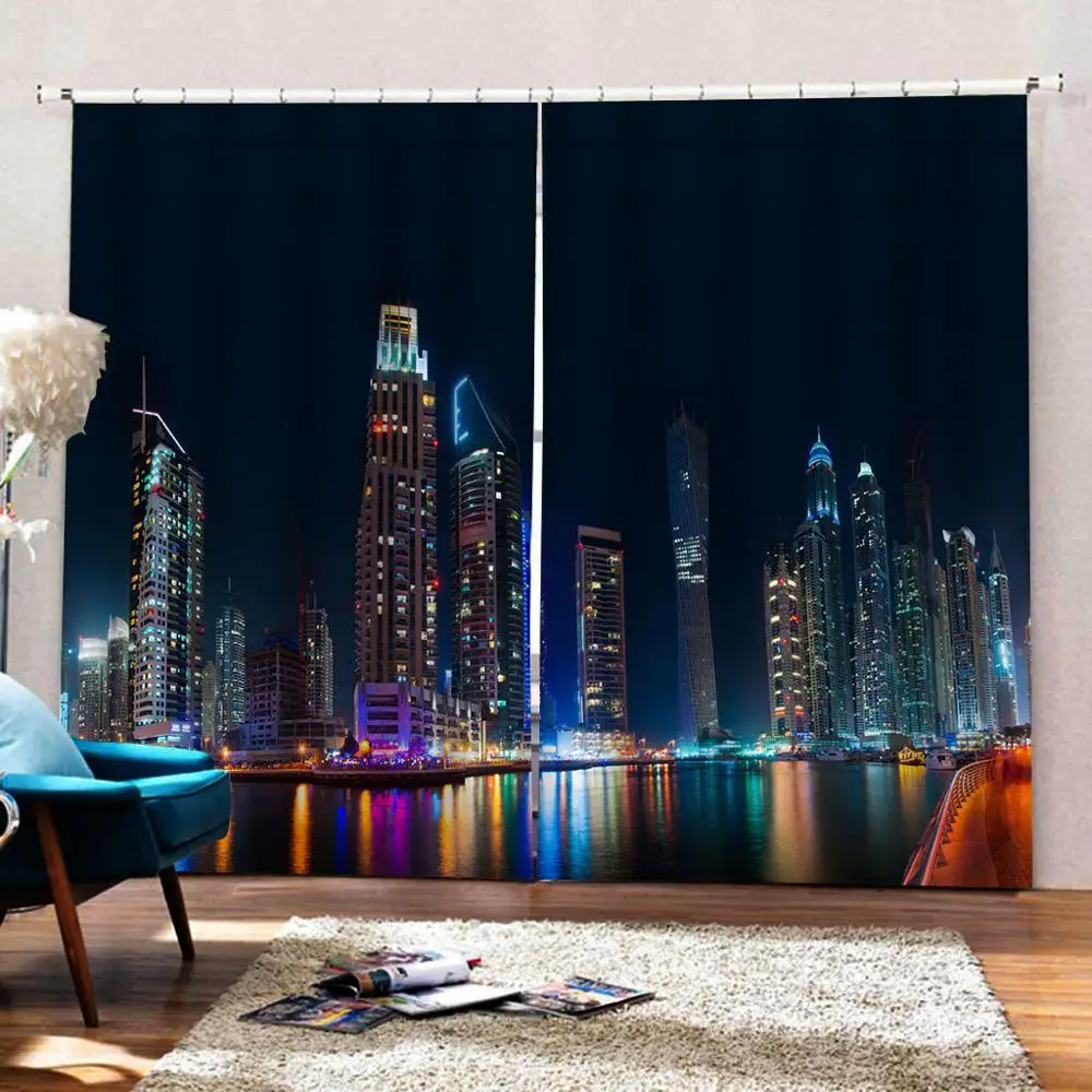 Индивидуальные Любой размер 3D Нью-Йорк город ночной вид отражение озера Большой