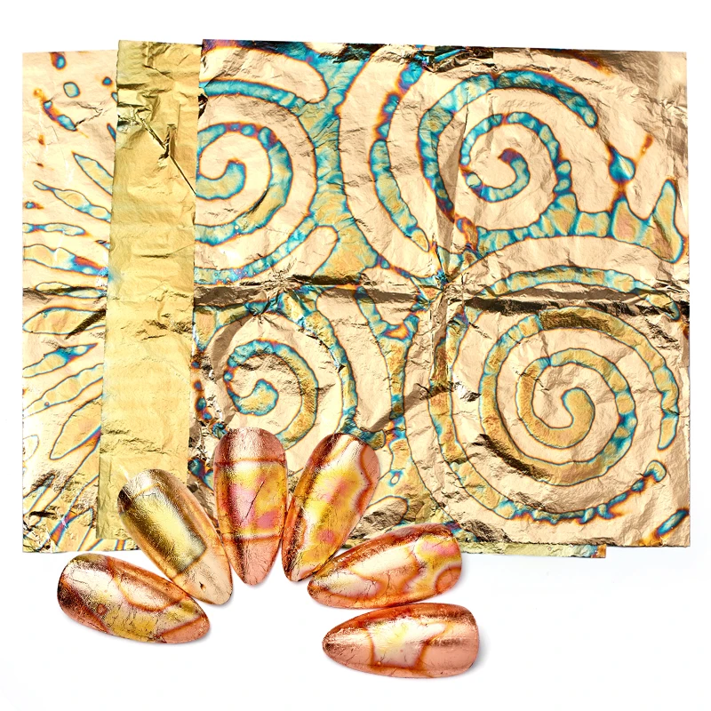 Бронзовые золотые наклейки для дизайна ногтей металлическая фольга