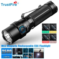 trustfire mc3 high power rechargeable led flashlight 2500 lumens cree xhp 50 led 21700 ipx8 magnetic charge 2a powerful edc lamp