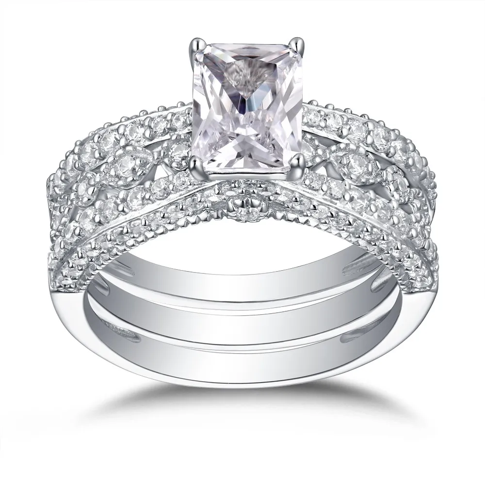 Huitan Модный свадебный комплект женские кольца 2 предмета блестящее кольцо