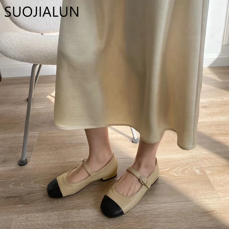 SUOJIALUN 2021 New Brand Women Flats Top Quality Flat Shoes Fashion Mix Color Round Toe Loafers Casual Outdoor Shoes Ballet Flat