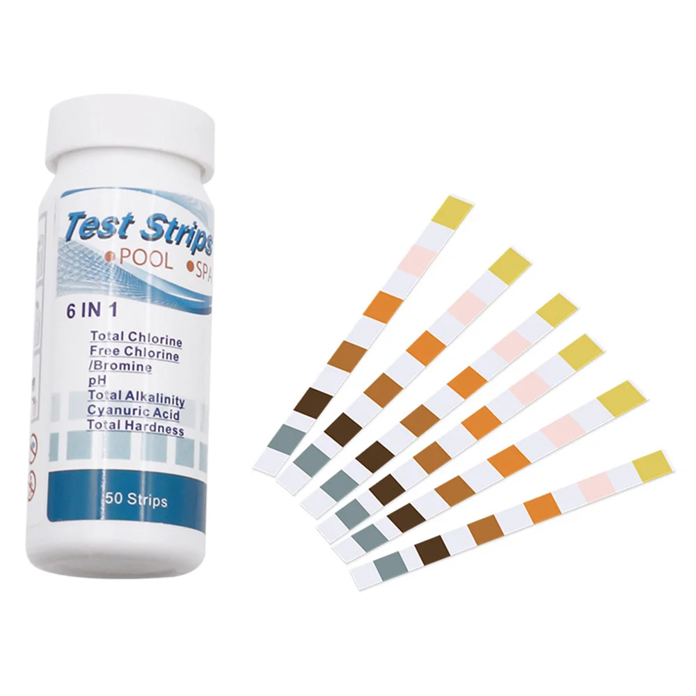 

6 In1 Swimming Pool SPA Test Strips Chlorine pH Alkalinity Water Hardness 50Pcs