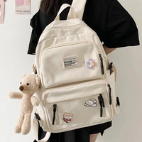 fashion backpack waterproof nylon for women laptop ladies cute female rucksack kawaii student men black bookbag