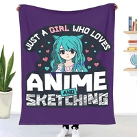 anime and sketching girl who loves drawing cute gift throw blanket sheets on the bed blankets on the sofa decorative lattice