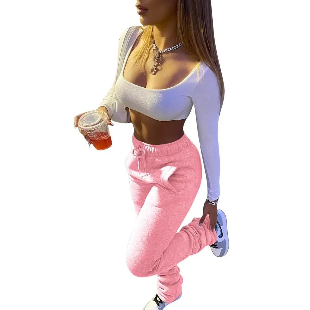 

Women Autumn Casual Sweatpants Loose Cotton Elastic Waist Solid Sports Pants Full Length 2020 Autumn Winter Fashion Girls Trouse