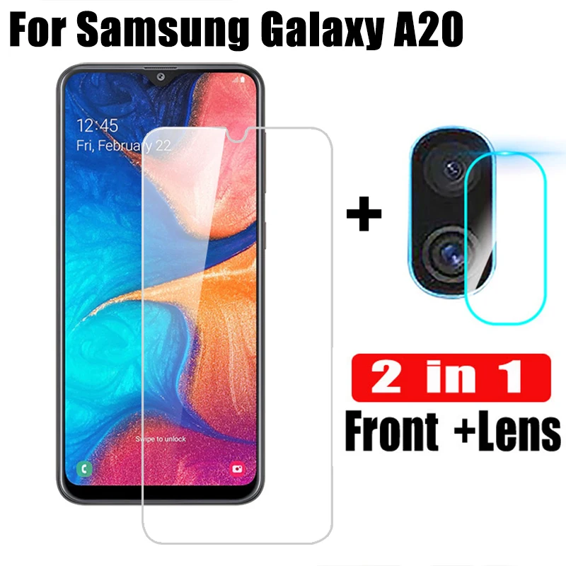 2 в 1 Защита экрана для Samsung A20 закаленное стекло SamsungA20 пленка объектива камеры sansung