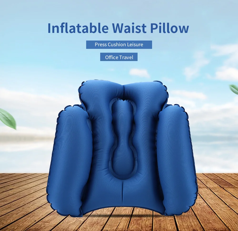 Portable Air Inflatable Waist Pillow Press Cushion Leisure Office Chair Travel Pillow Support Lower Back Cushion Storage Bag New
