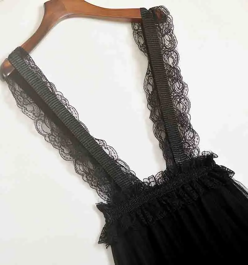 

Nw Vintage Strap Skirts Women Summer Lace Patchwork Mesh Skirt Empire Pleated A-Line Skirts Slim All Match Party Skirts Mw254