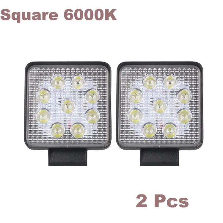 2pcs square 27W Nlpearl 4 дюйма 27 Вт светодиодный противотуманные фары для автомобилей круглый 12-24 в 6000 К яркий луч Комплект для освещения автомобиля для внедорожника внедорожник фары на прицеп светодиодный ATV - Цвет: 2pcs square 27W