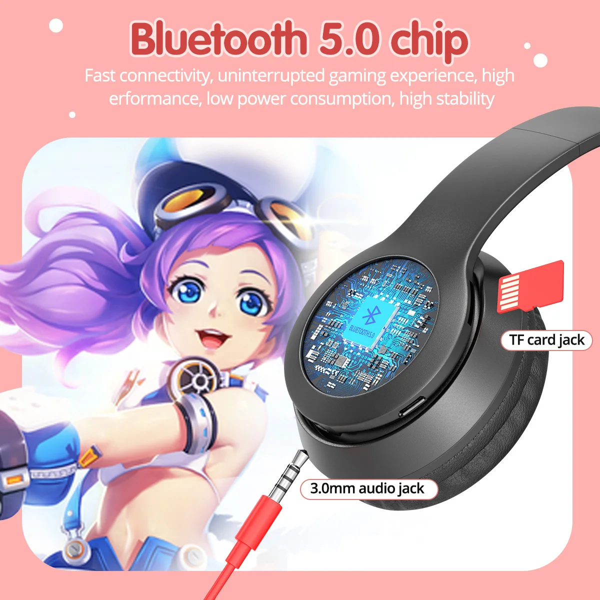 LED Cat Ear Wireless Headphones Bluetooth-compatible Earphone Kids Gift Headset With Mic Noise Cancelling For Online Learning |