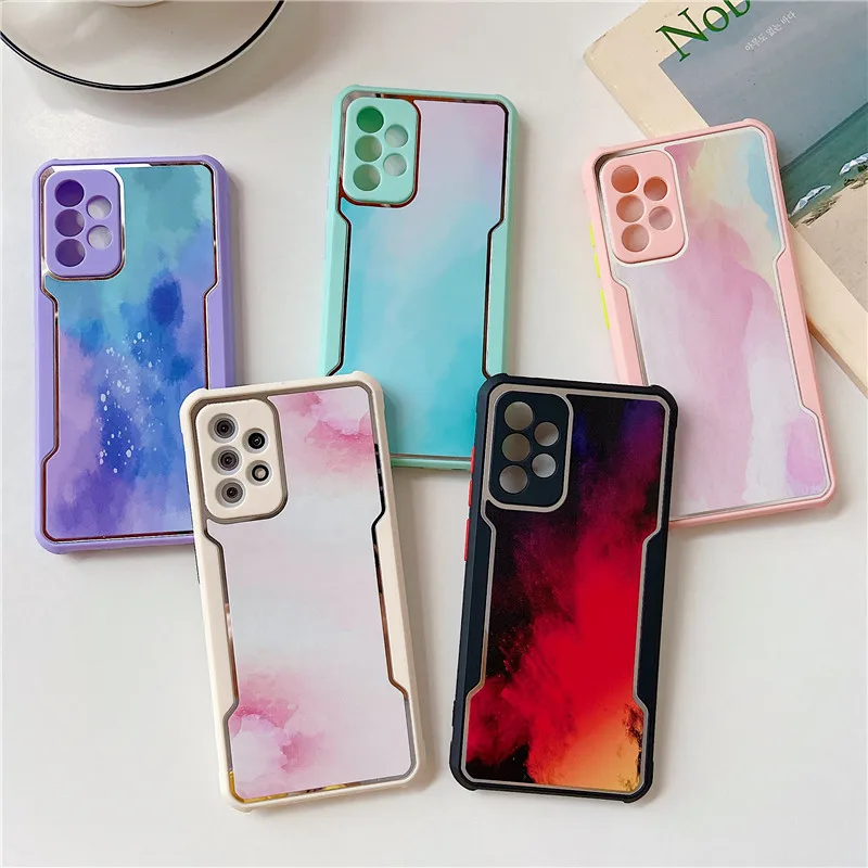 

Watercolor Acrylic Phone Case For Samsung Galaxy A52 A72 A42 A32 A12 A51 A71 A50 A70 A31 A41 A21S A02S M30S Back Cover