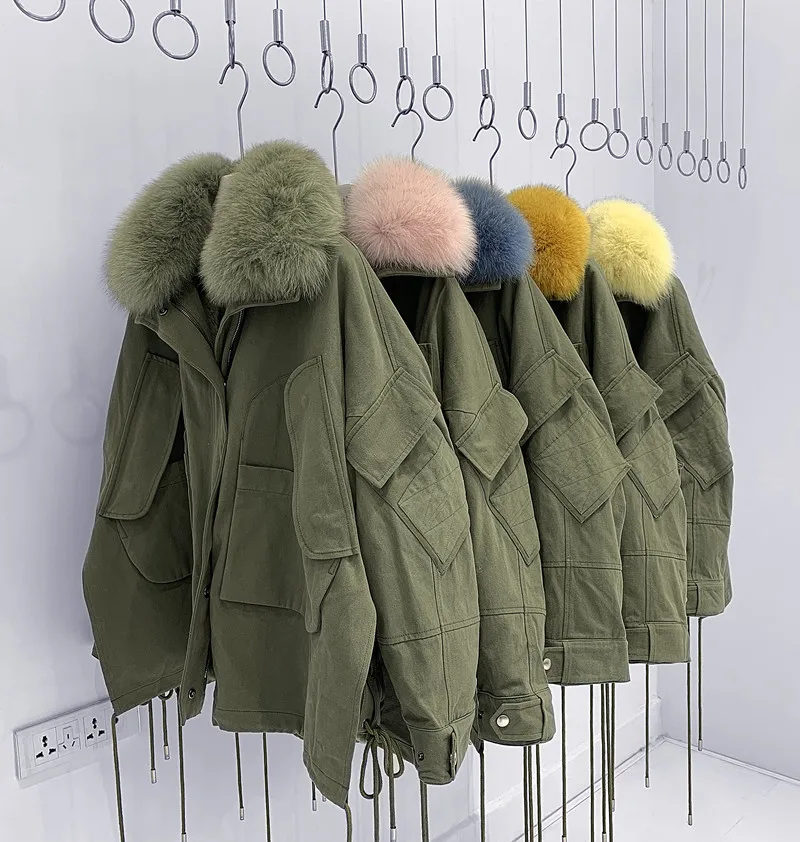 Пальто из натурального меха зимняя куртка Женская енота подкладка кроличьего