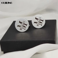 dainty pair customized men cufflinks personalized name twins stainless steel jewelry cuff accessories set dad groomsmen gift