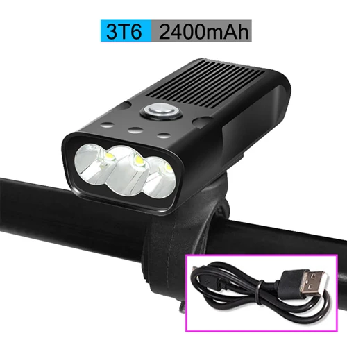 3T6 2400 no rear NEWBOLER 5200mAh Велосипедный свет дальнего света L2/T6 USB Перезаряжаемый комплект велосипедных фар Водонепроницаемая светодиодная фара power Bank Аксессуары - Цвет: 3T6 2400 no rear