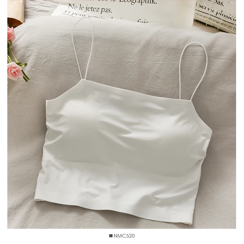 Женский облегающий Топ однотонный укороченный топ-Бюстгальтер на тонких