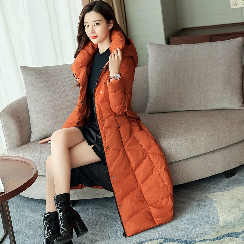 Зимняя куртка женское пуховое пальто женская толстая теплая на 90% белом утином