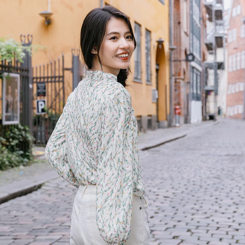 INMAN весна 2020 Новое поступление свободная блузка с длинными рукавами в стиле ретро