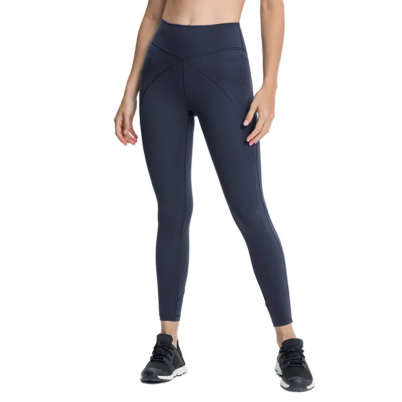 

Stitching yoga pants, stretch high-waisted hip-lifting fitness feet cropped trousers