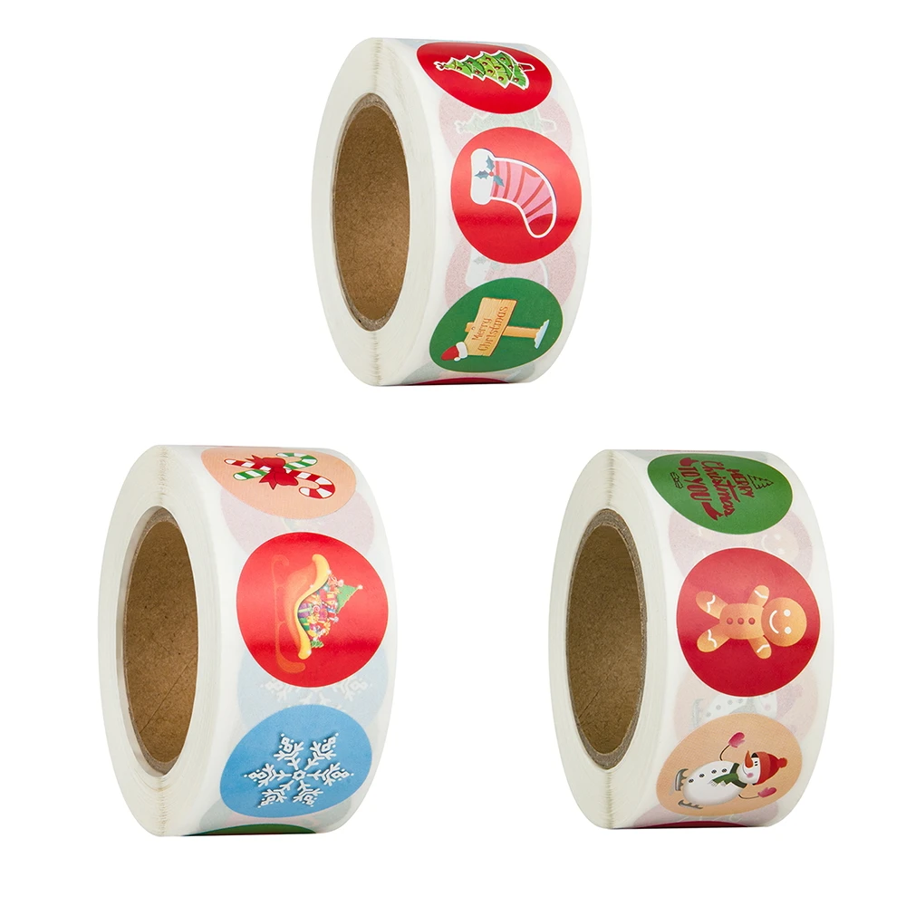 

Новогодняя декоративная наклейка, 500 шт./рулон, 1 дюйм, ручная работа, спасибо, герметичные этикетки для рождественского подарка, праздника, детских игрушек, наклейки