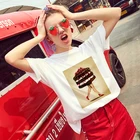 Новинка 2019, летняя футболка с принтом торта, женская футболка в стиле Харадзюку с тонким разрезом, женская модная одежда, хипстерская футболка