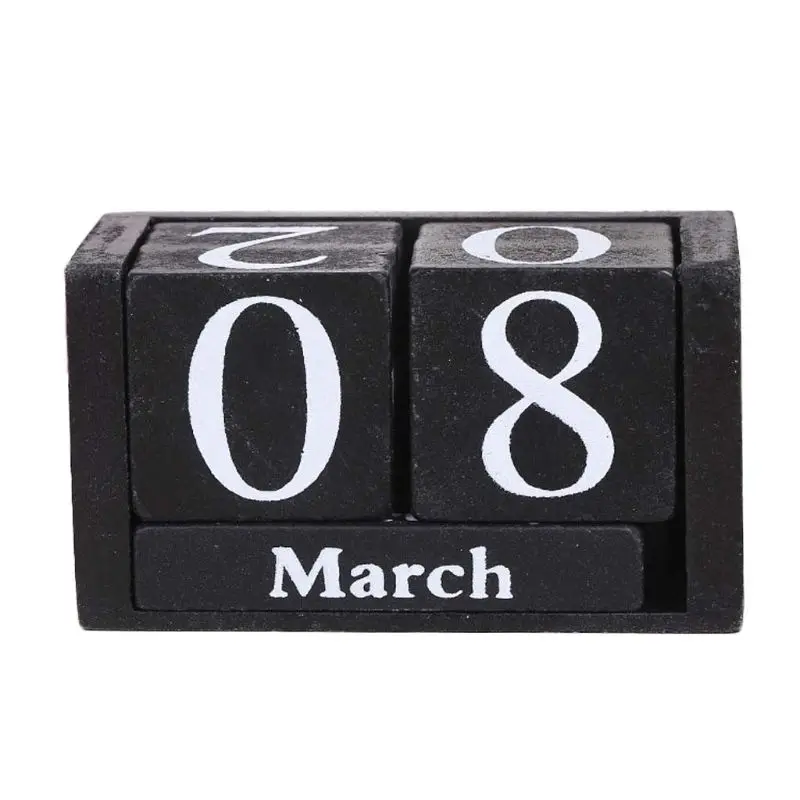 Vintage Wooden Perpetual Calendar Eternal Blocks Month Date Display Desktop Accessories Photography Props Home Office F2TA | Канцтовары