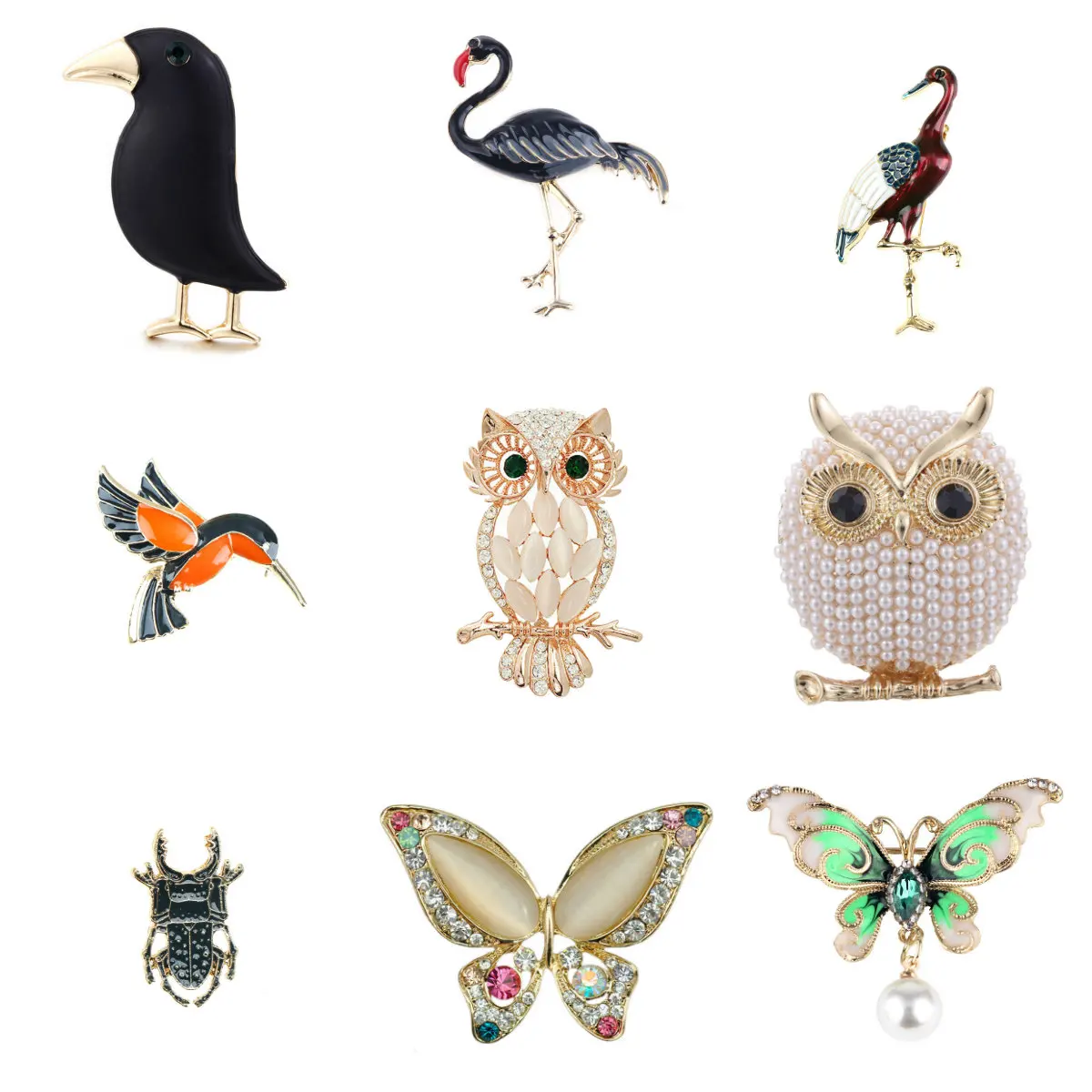 Стразы броши эмалированная бабочка птица сова для мужчин и женщин металлические
