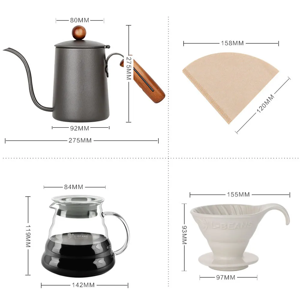 

Manual Coffee Pot Filter Ceramic Cup Gift Box Set Outing Portable Brew Coffee Pot Measuring Cup new
