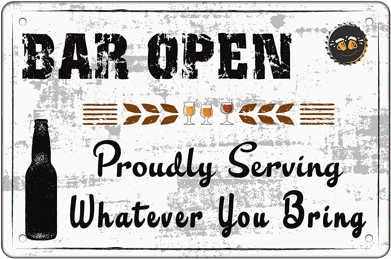 

Metal Wall Sign Bar Open Proudly Serving Poster Tin Sign Bar Bistro Club Club House Wall Decoration Retro Metal Plate 12*8 Inch