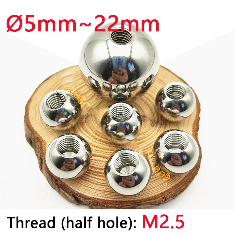 

M2.5 Thread Half Hole Solid Stainless Steel Metric Thread Steel Ball Ø5 6mm Drilling And Tapping Steel Ball