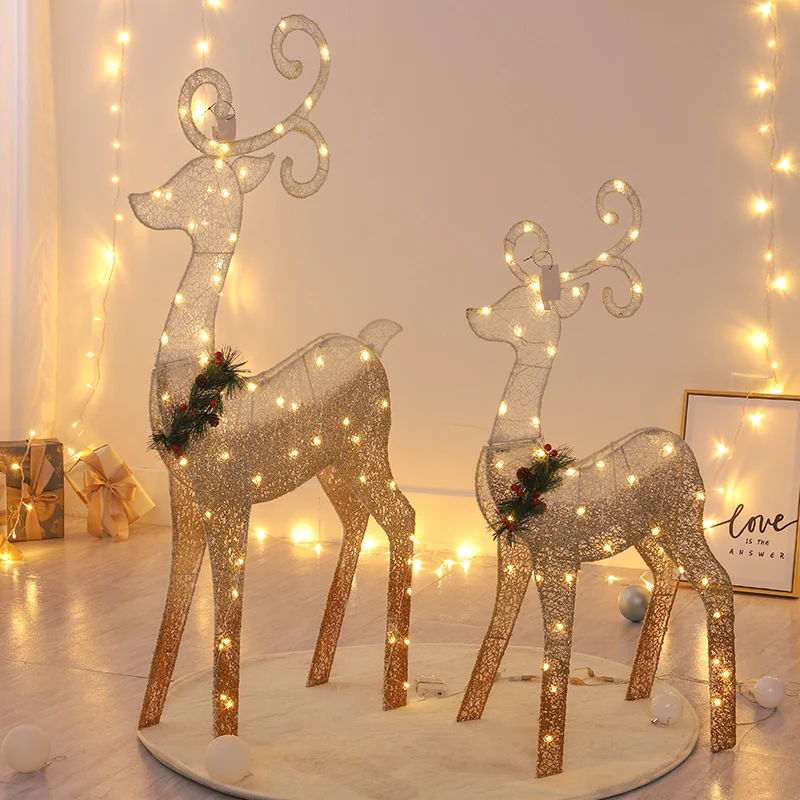 75/110/130cm LED Large Reindeer Elk Light Night Lamp Deer Lighting Christmas Ornament Outdoor Home Room Decoration Decor Gift