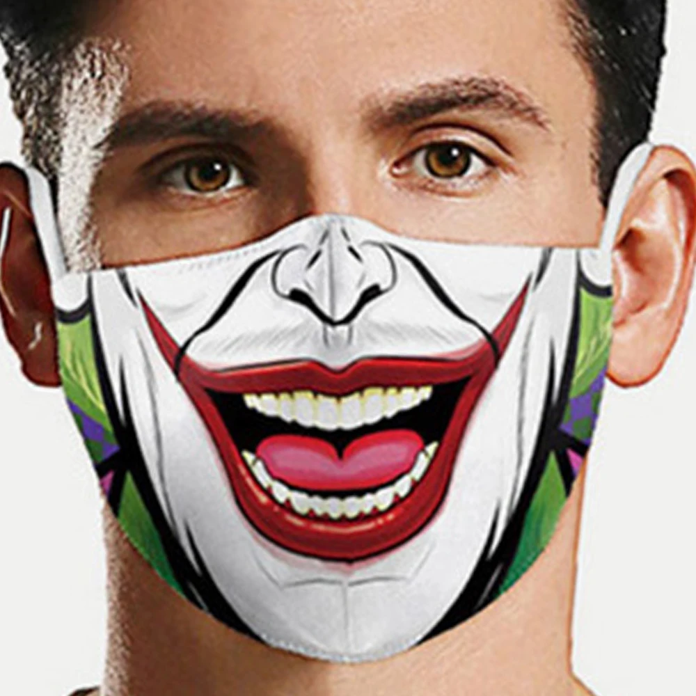 

Adult Men Mask Masque Spoof Funny Clown 3D Printing Carnival Masks Face-Protection Cycling Sports Breathable Women Party Mask