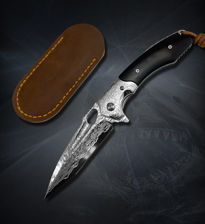 

Складной нож из дамасской стали VG10, быстрооткрывающийся Карманный острый Многофункциональный охотничий клинок, складной инструмент для по...