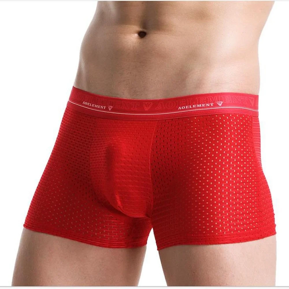 

Mens Underwear Mesh Boxer Shorts Sports Ice Silk Modell Hollow Summer Boxer Shorts Head Male Panties