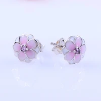 magnolia pan earrings s925 sterling silver temperament earrings magnolia earrings female